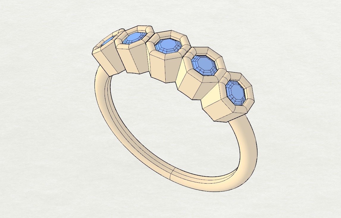 Octagon cut bezel ring N5 3D print model_7