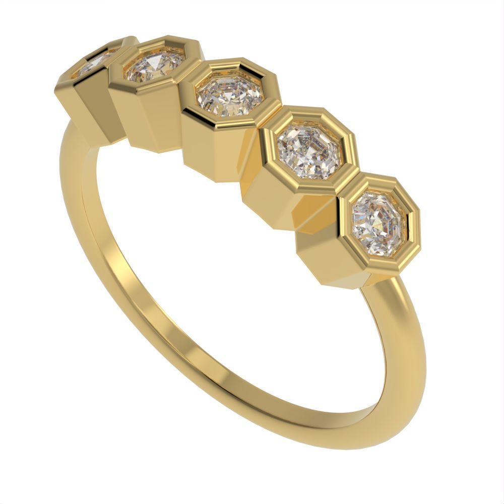 Octagon cut bezel ring N5 3D print model_11