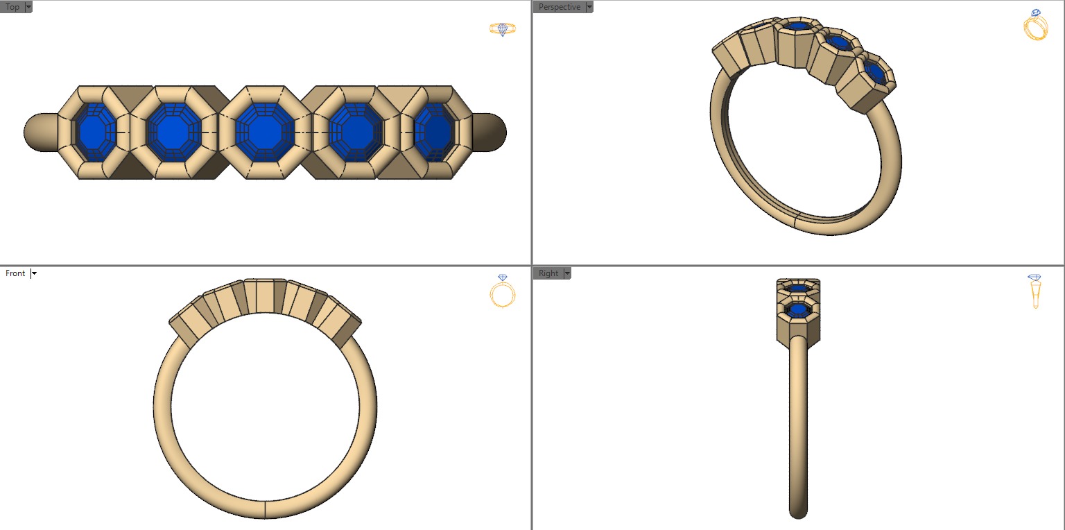 Octagon cut bezel ring N5 3D print model_21