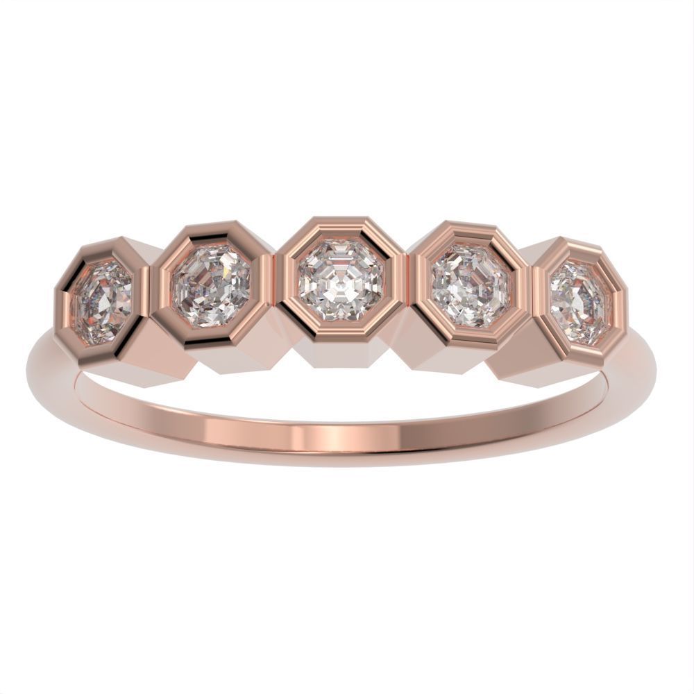 Octagon cut bezel ring N5 3D print model_2