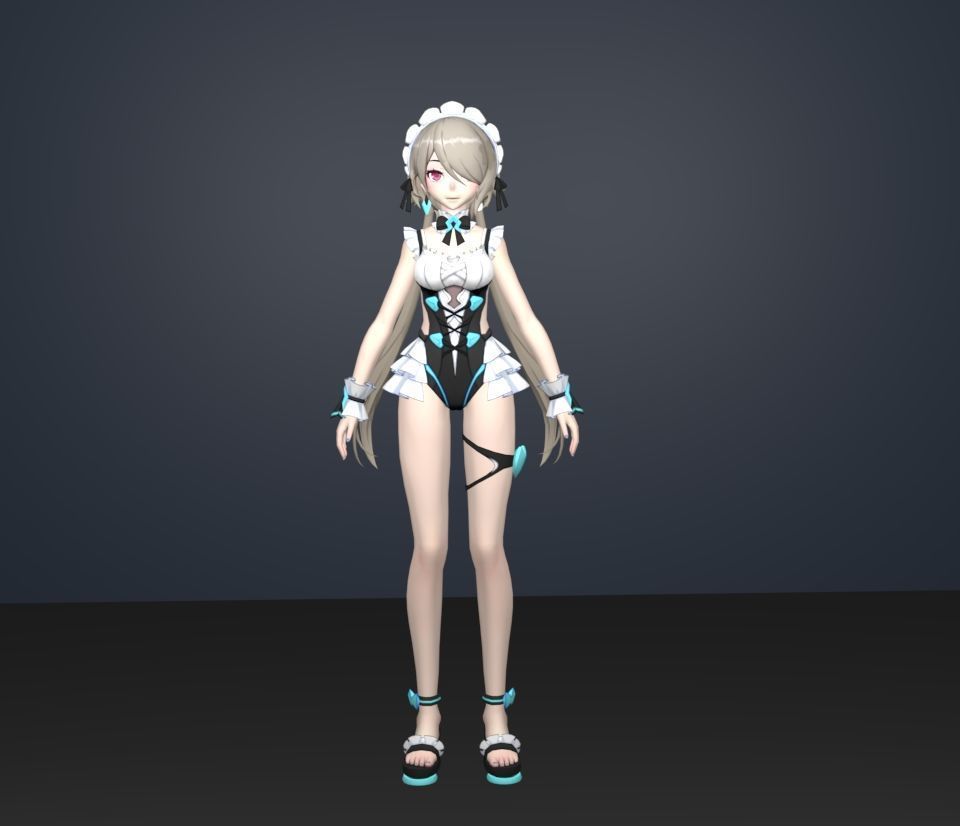 summer girl 3D model_1