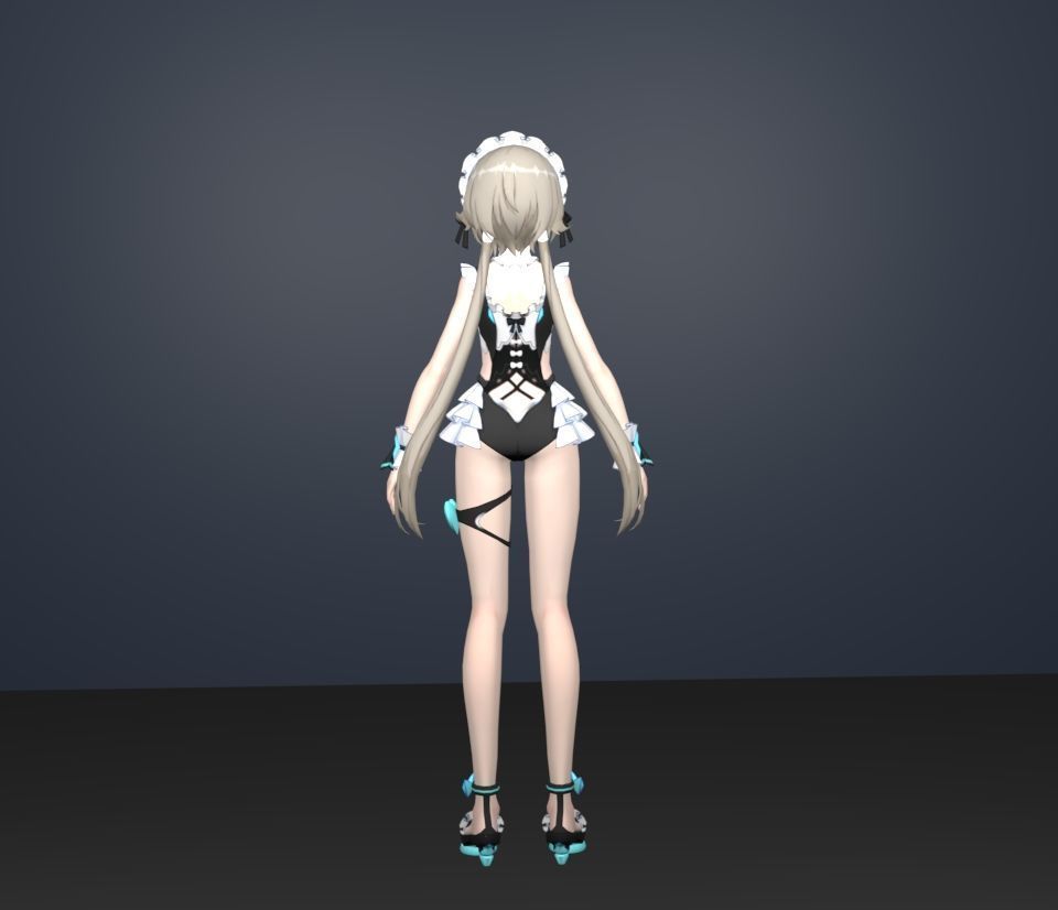 summer girl 3D model_4