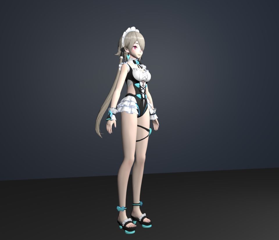 summer girl 3D model_3