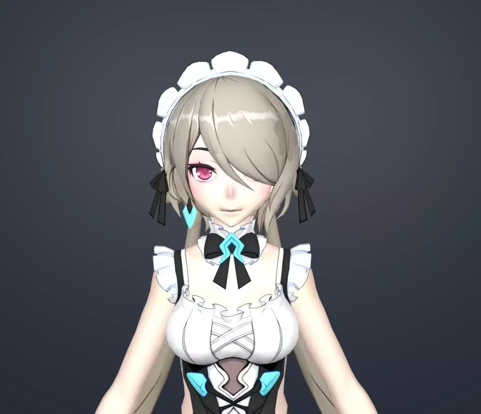 summer girl 3D model_0