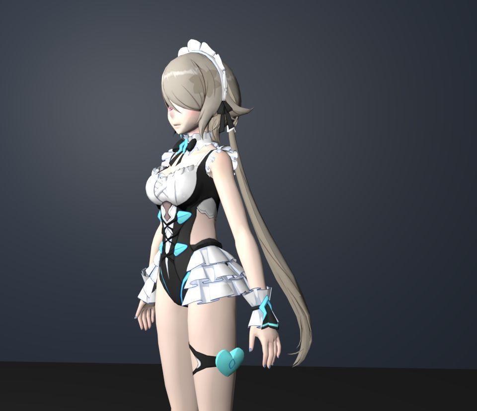 summer girl 3D model_2