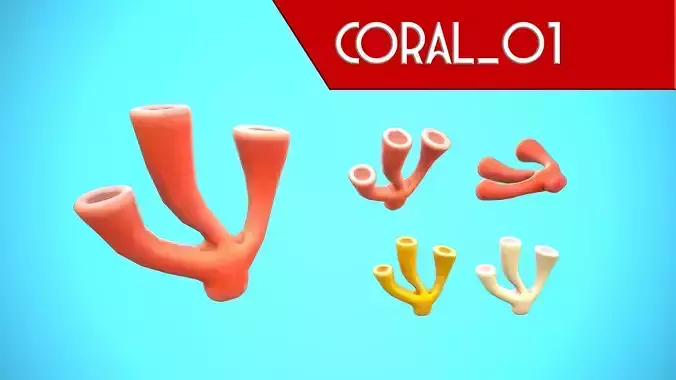 CORAL 01 CARTOON STYLIZED Low-poly 3D model