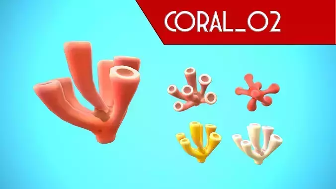 CORAL 02 CARTOON STYLIZED Low-poly 3D model