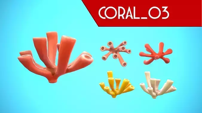 CORAL 03 CARTOON STYLIZED Low-poly 3D model