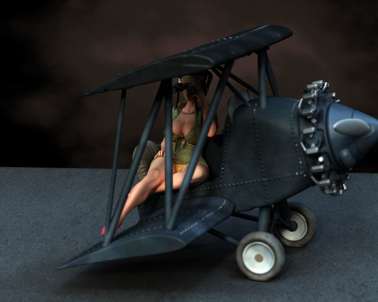 Female Pilot pin up 3D print model_2