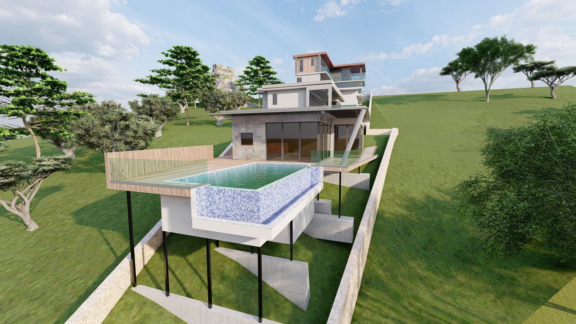 modern Villas Steel construction 3D model_13