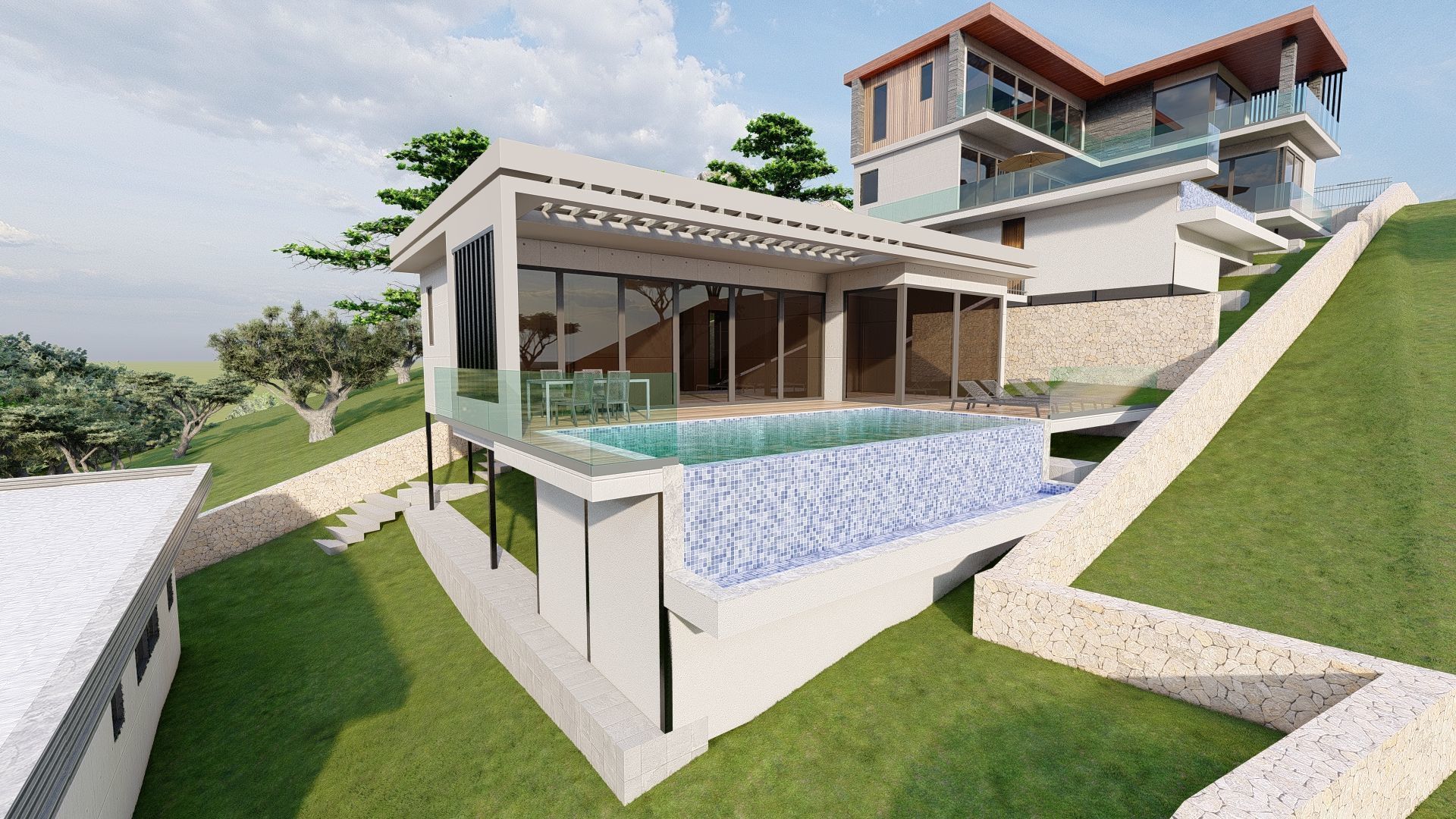 modern Villas Steel construction 3D model_2