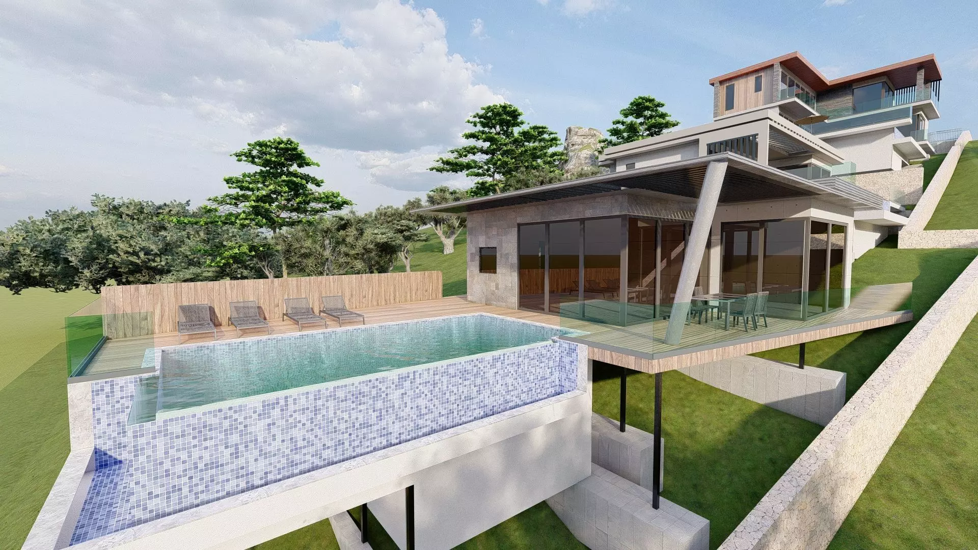 modern Villas Steel construction 3D model_0