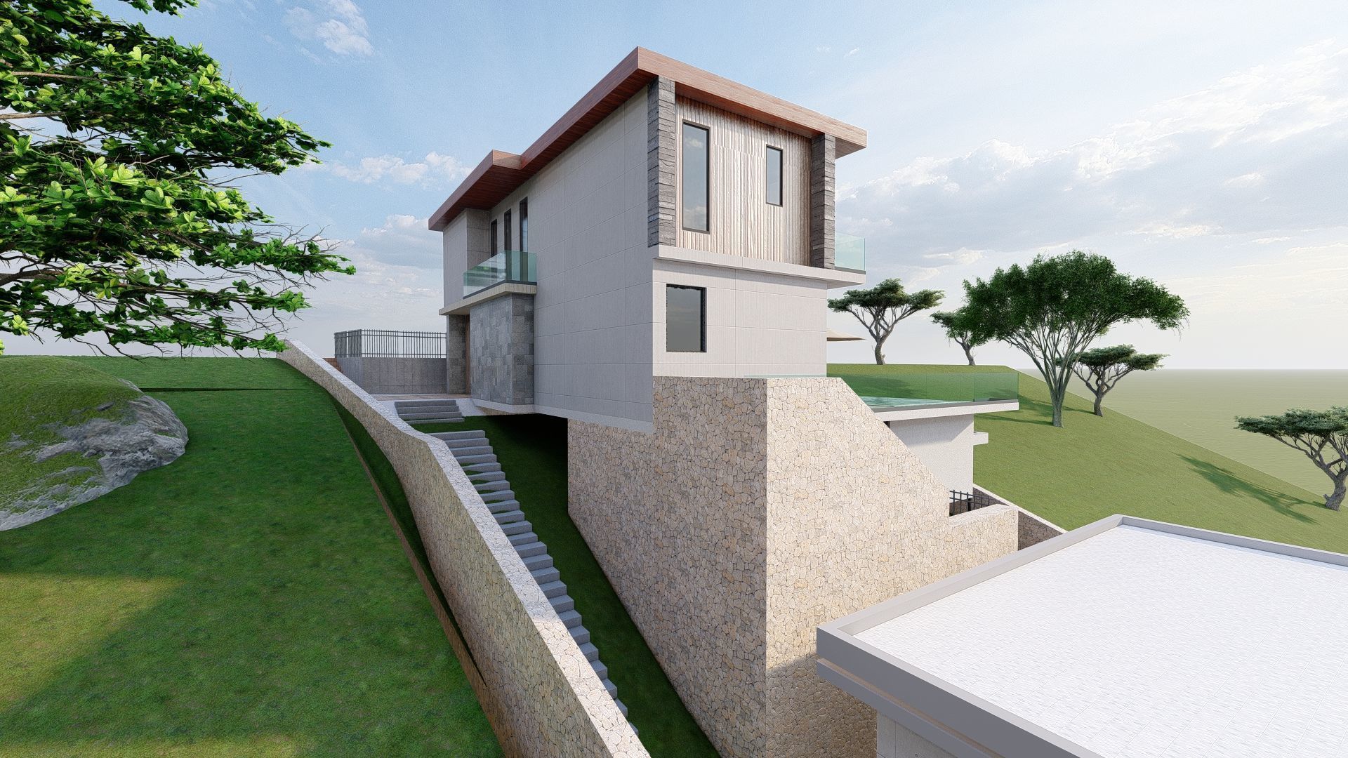 modern Villas Steel construction 3D model_12
