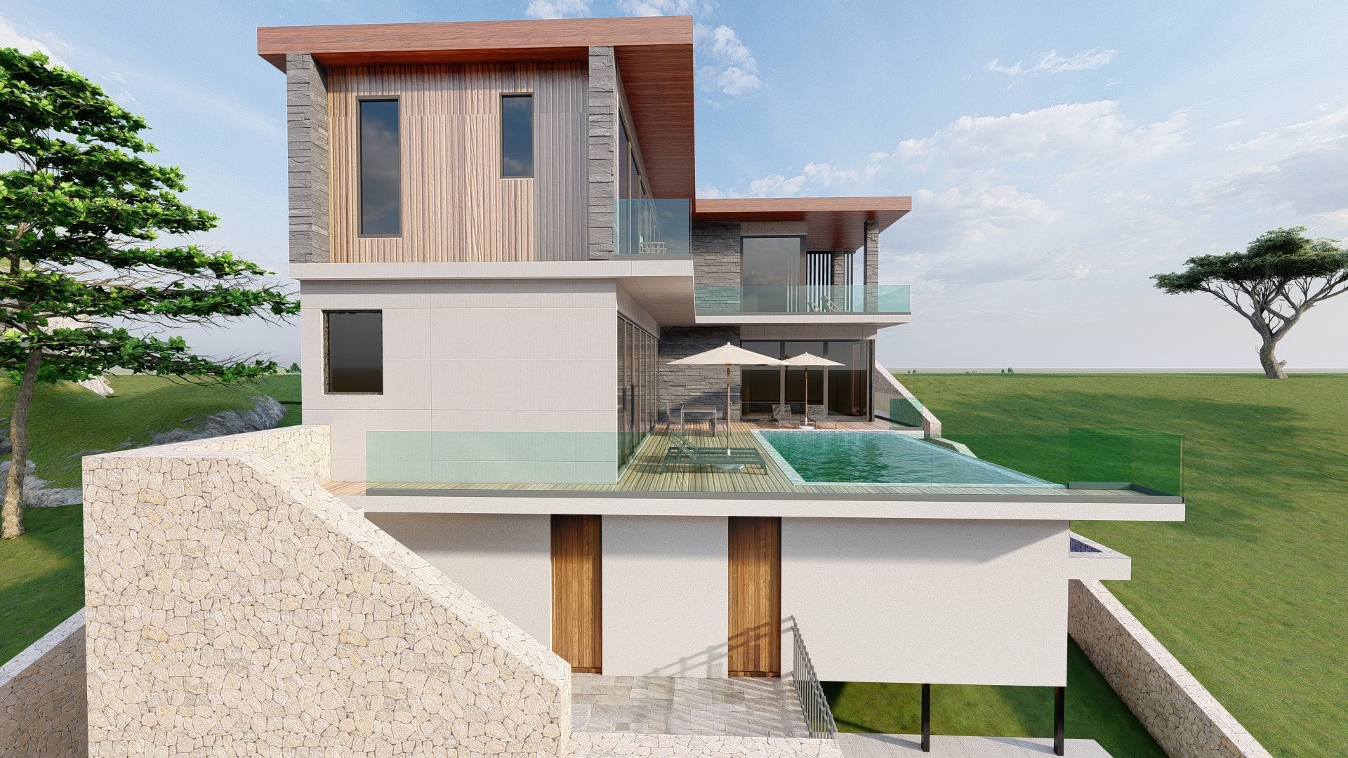 modern Villas Steel construction 3D model_16