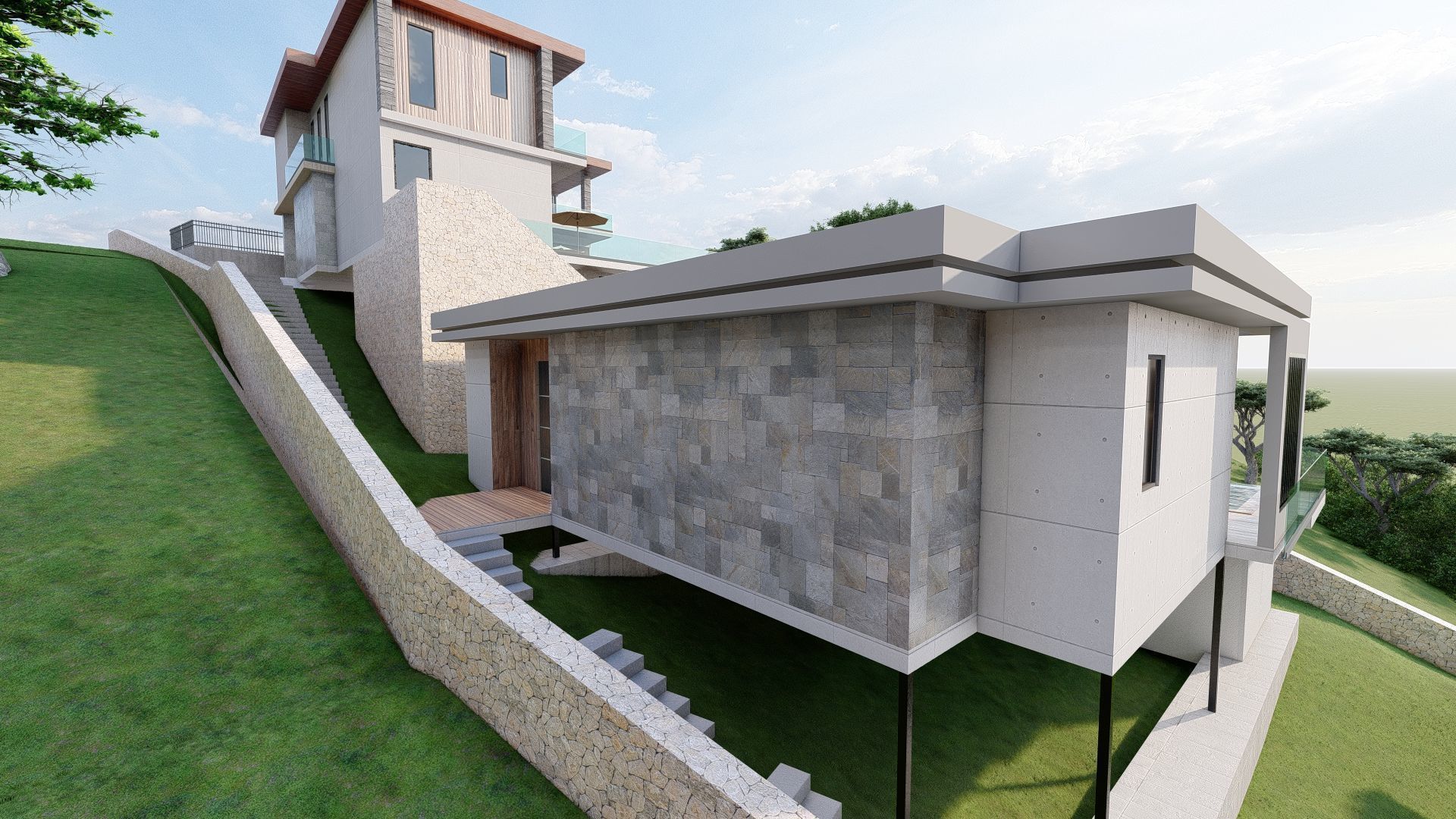 modern Villas Steel construction 3D model_7