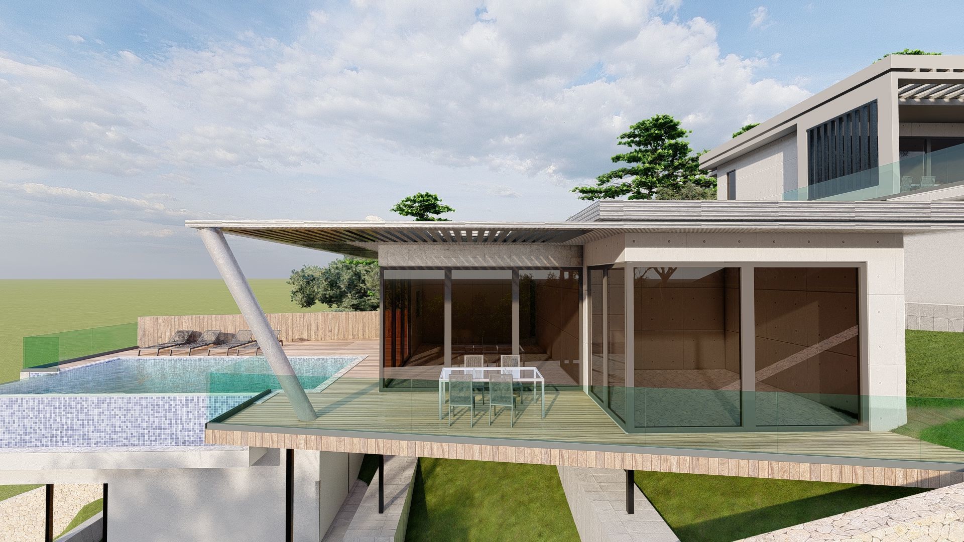 modern Villas Steel construction 3D model_6