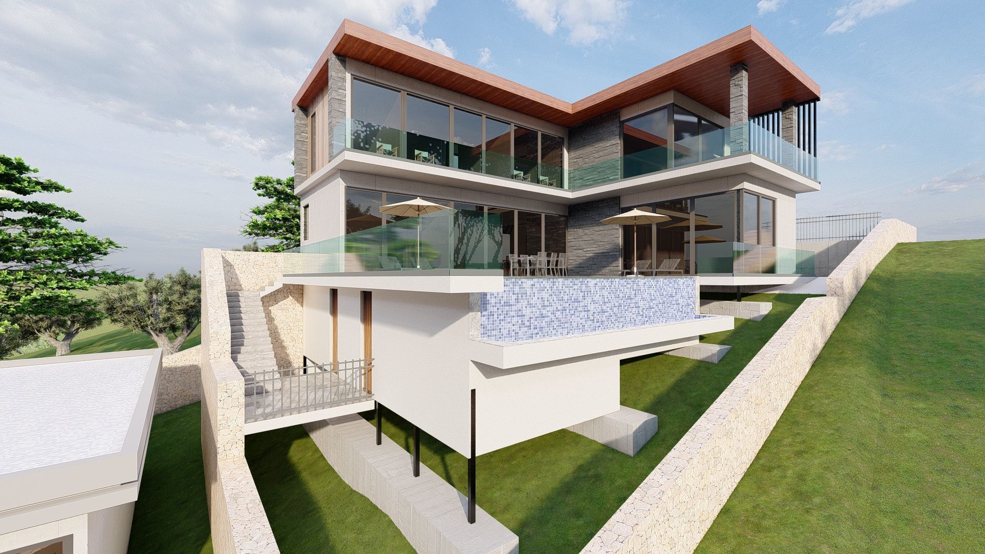 modern Villas Steel construction 3D model_10