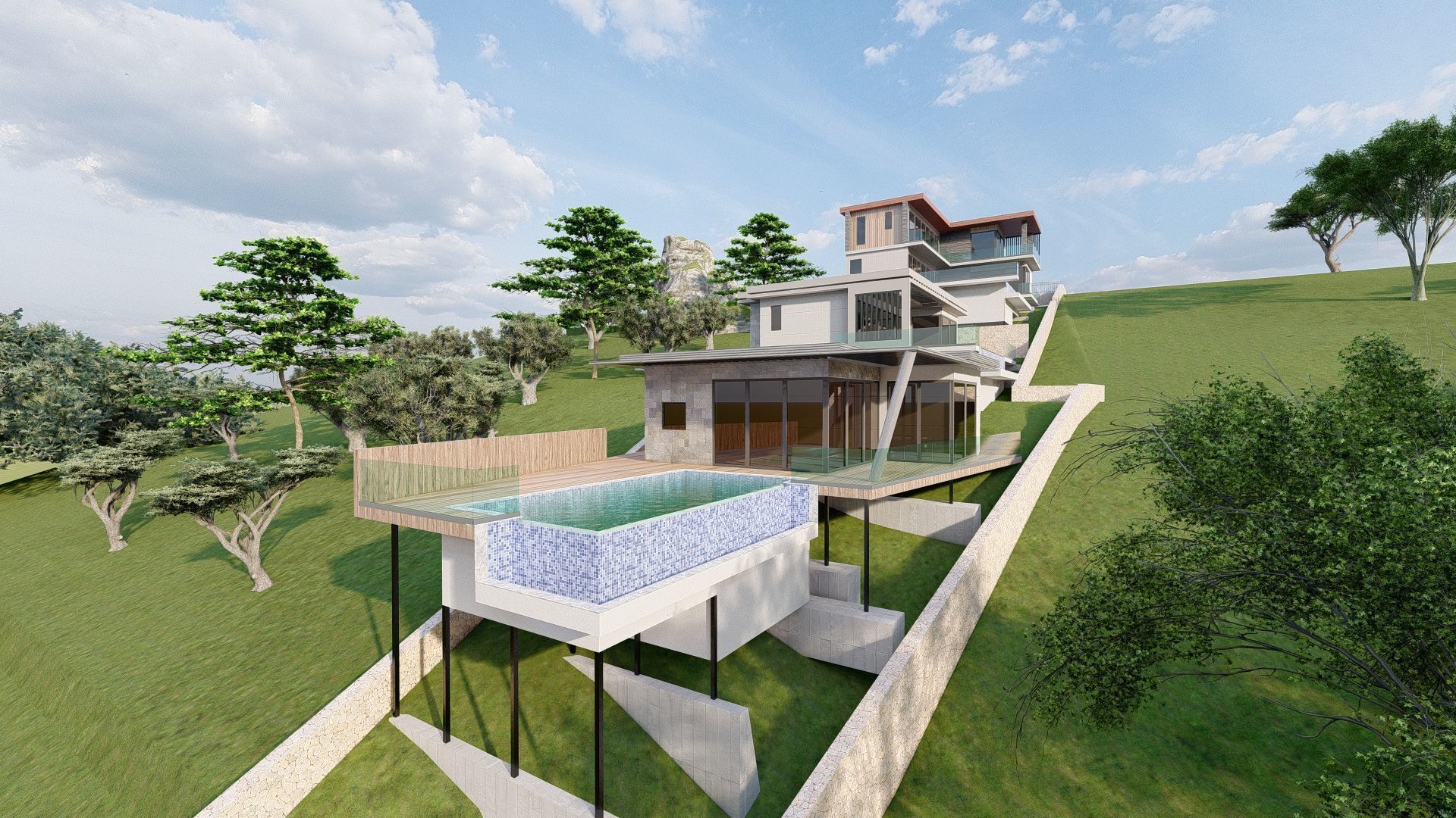 modern Villas Steel construction 3D model_3