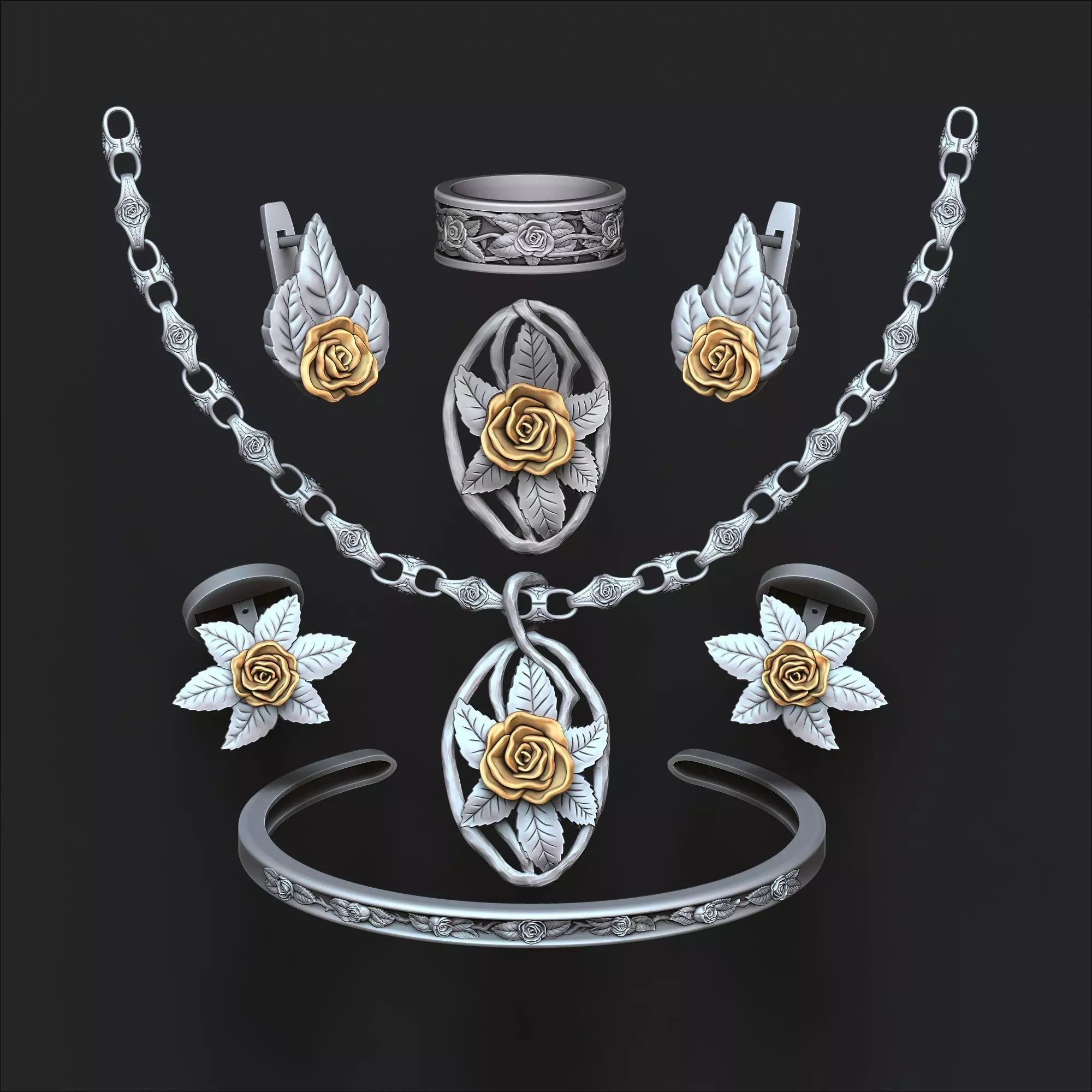Rose Jewelry Collection 3D Model Pack