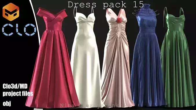 Dress pack 15 - Marvelous Designer project and OBJ