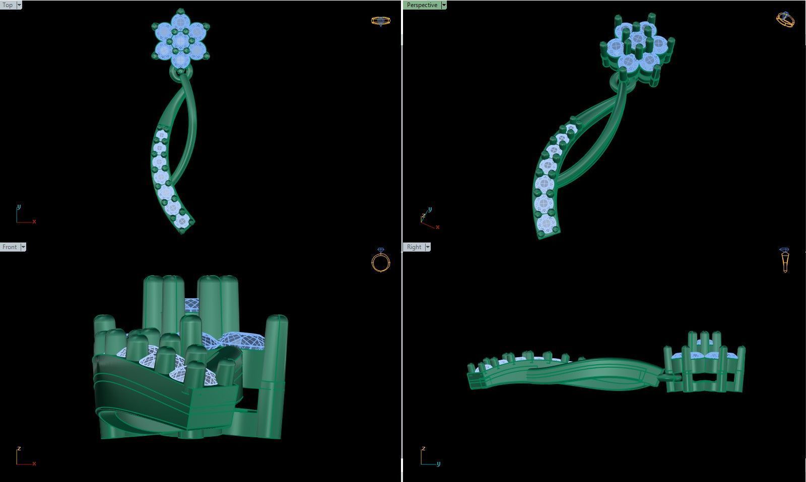 light Wight white gold diamond Earring-N-5 ER 3D print model_5