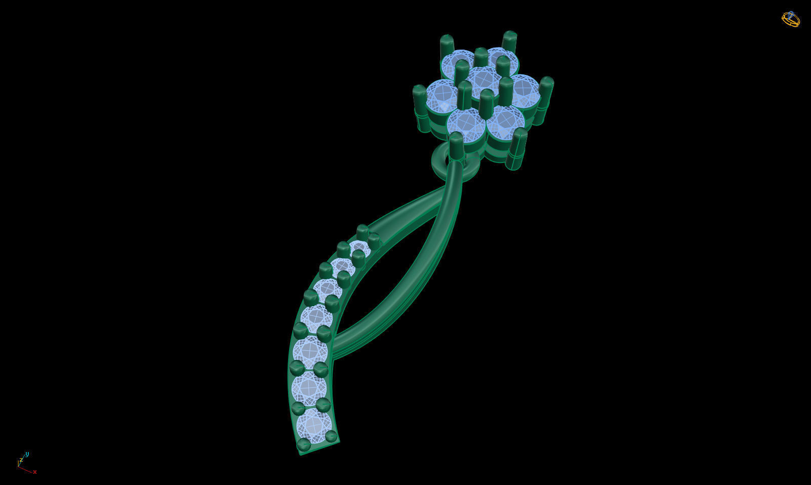 light Wight white gold diamond Earring-N-5 ER 3D print model_4