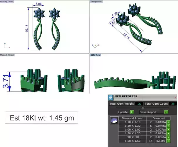 light Wight white gold diamond Earring-N-5 ER