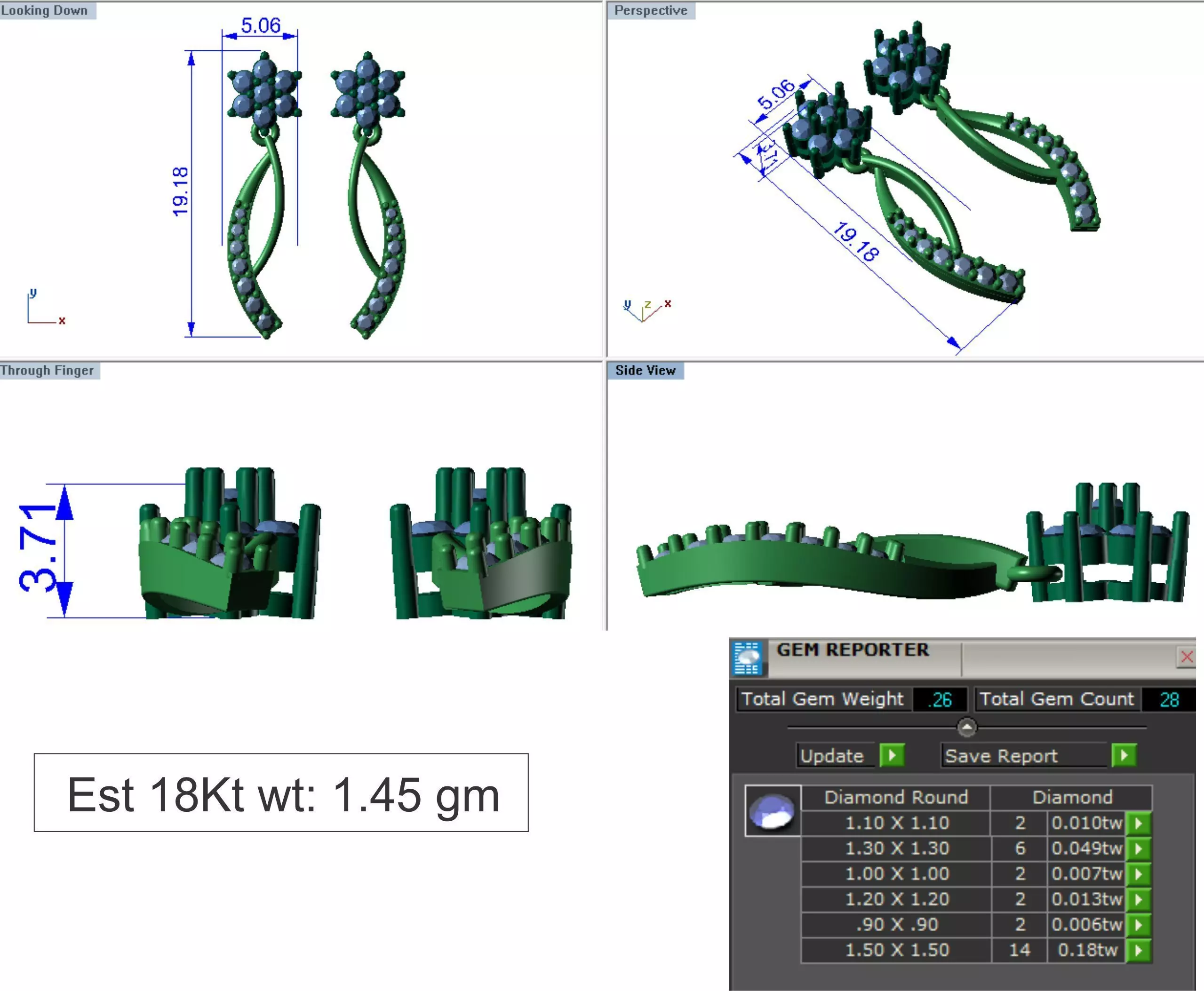 light Wight white gold diamond Earring-N-5 ER 3D print model_0