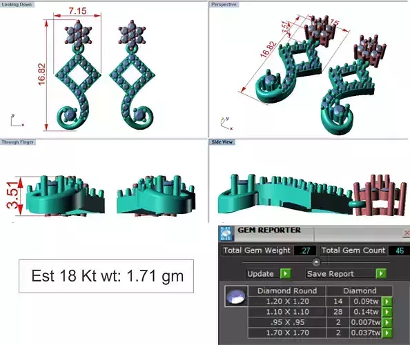 light Wight white gold diamond Earring-N-7 ER