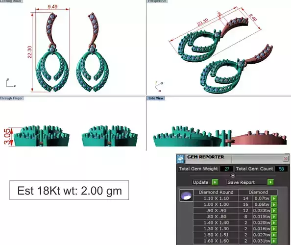 light Wight white gold diamond Earring-N-13ER