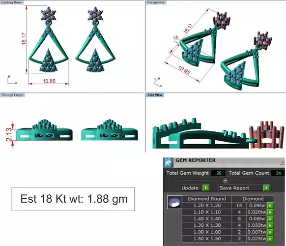 light Wight white gold diamond Earring-N-16ER