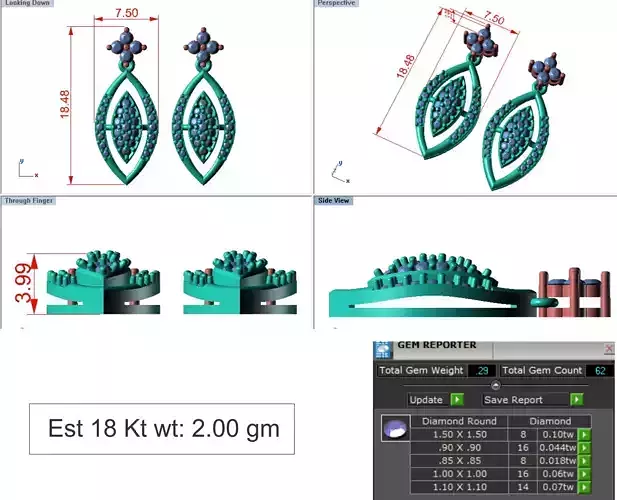 light Wight white gold diamond Earring-N-22ER