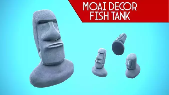 MOAI DECOR FISH TANK CARTOON STYLIZED
