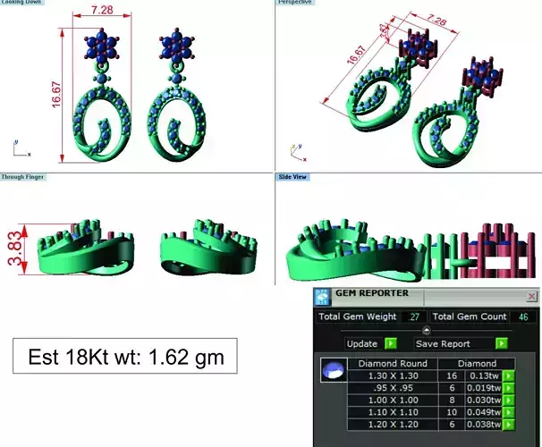 light Wight white gold diamond Earring-N-29ER