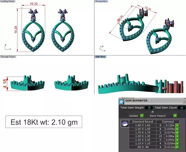 light Wight white gold diamond Earring-N-37ER