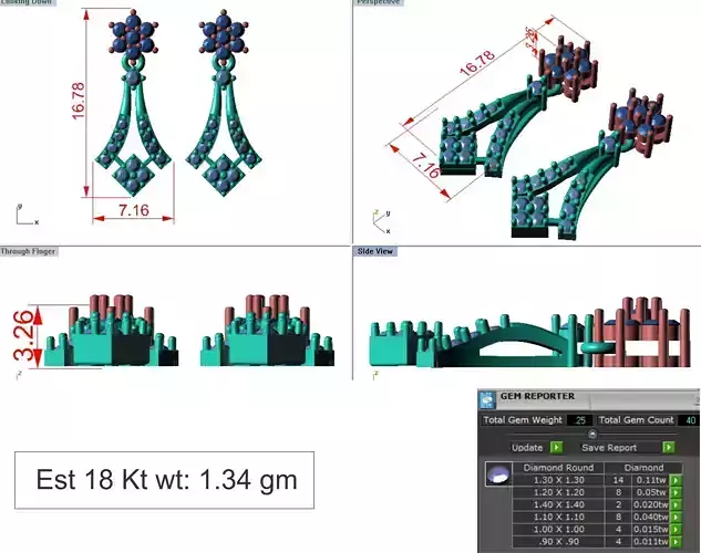 light Wight white gold diamond Earring-N-40ER