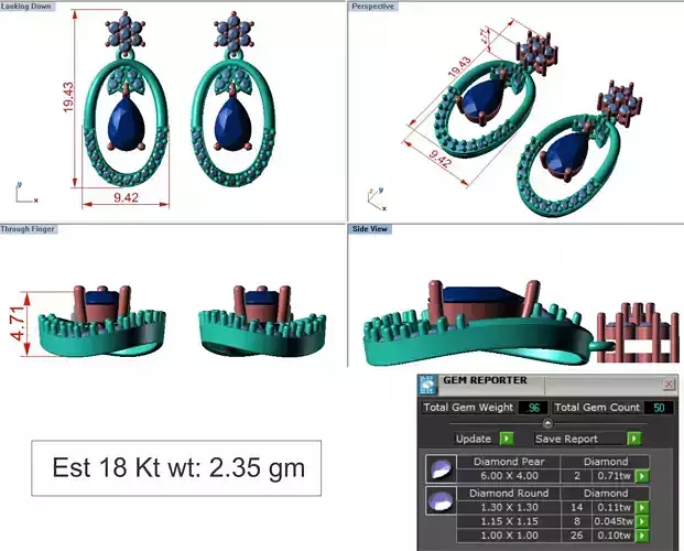 light Wight white gold diamond Earring-N-43ER