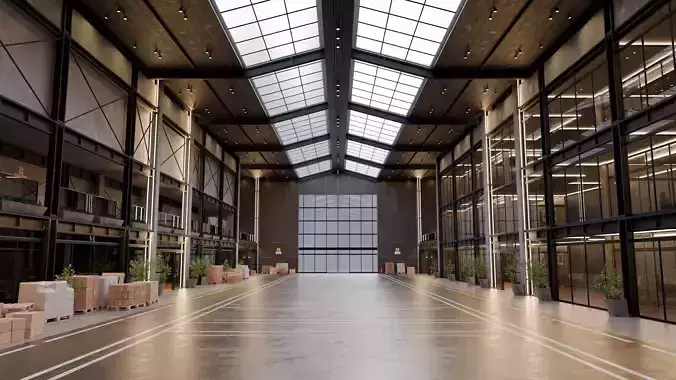 Modern Warehouse - Office 3D Model - blend - fbx - obj