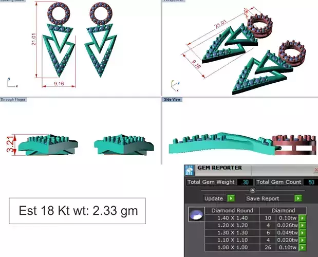 light Wight white gold diamond Earring-N-46ER
