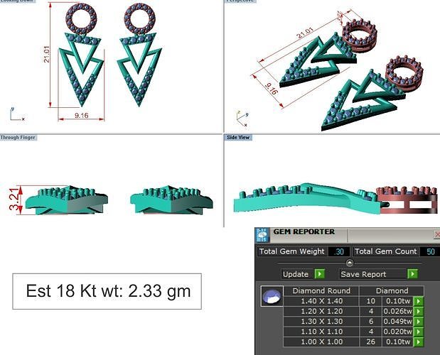 light Wight white gold diamond Earring-N-46ER 3D print model