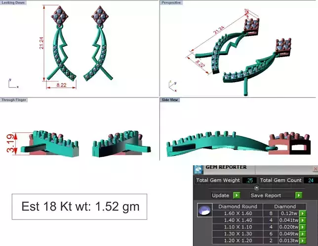 light Wight white gold diamond Earring-N-49ER