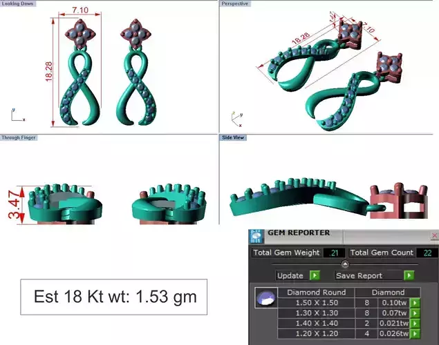 light Wight white gold diamond Earring-N-50ER