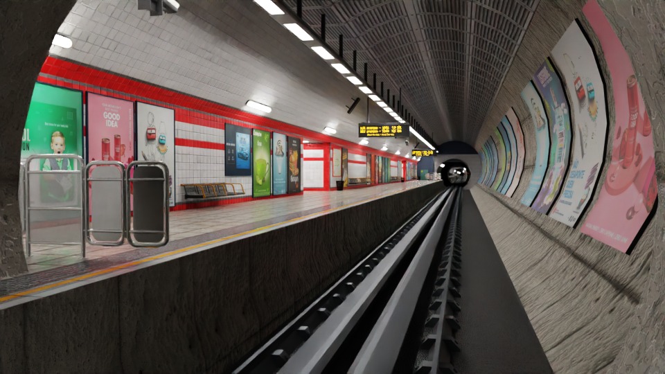 5 underground stations and trian 3D model_16