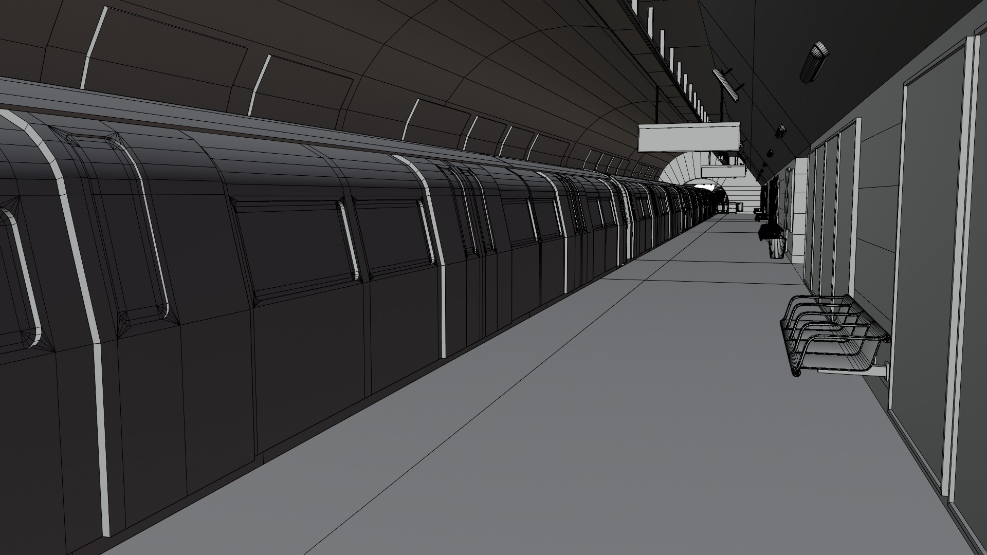 5 underground stations and trian 3D model_35