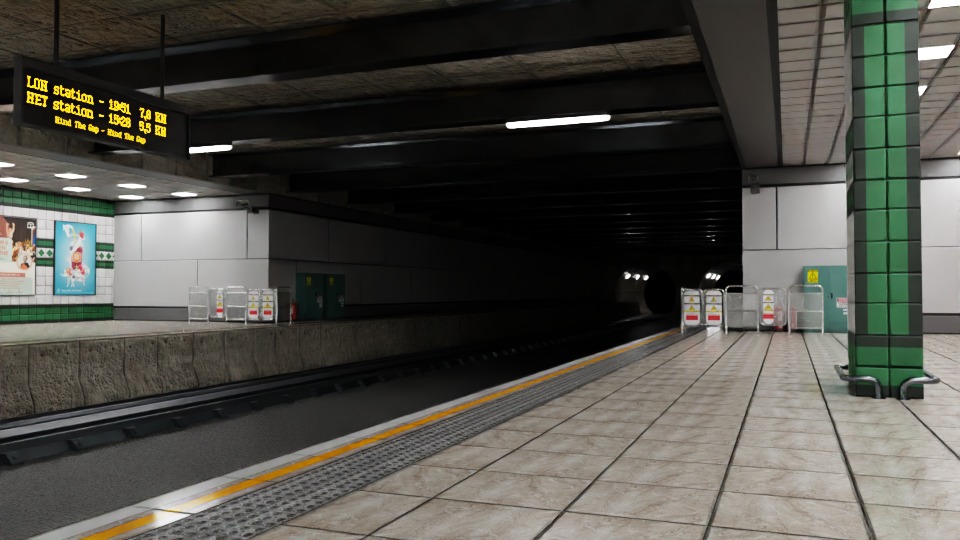5 underground stations and trian 3D model_4