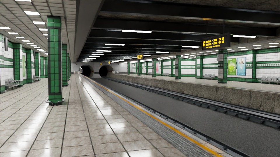 5 underground stations and trian 3D model_1