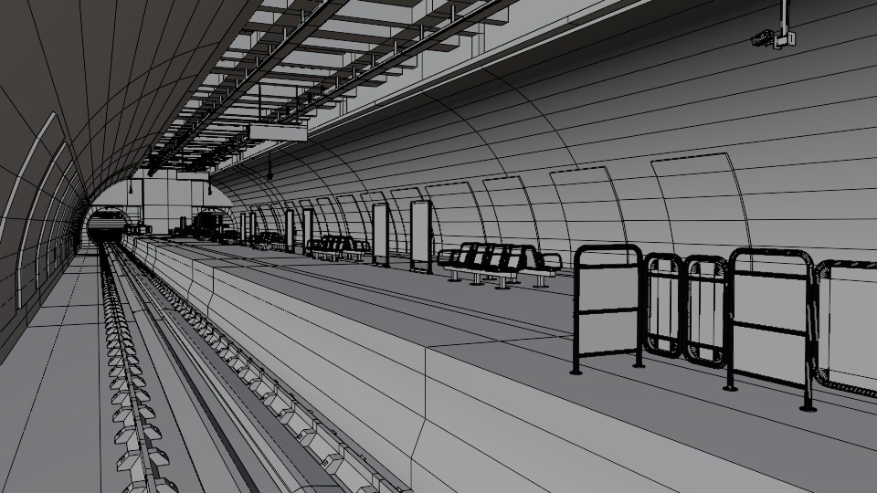 5 underground stations and trian 3D model_45