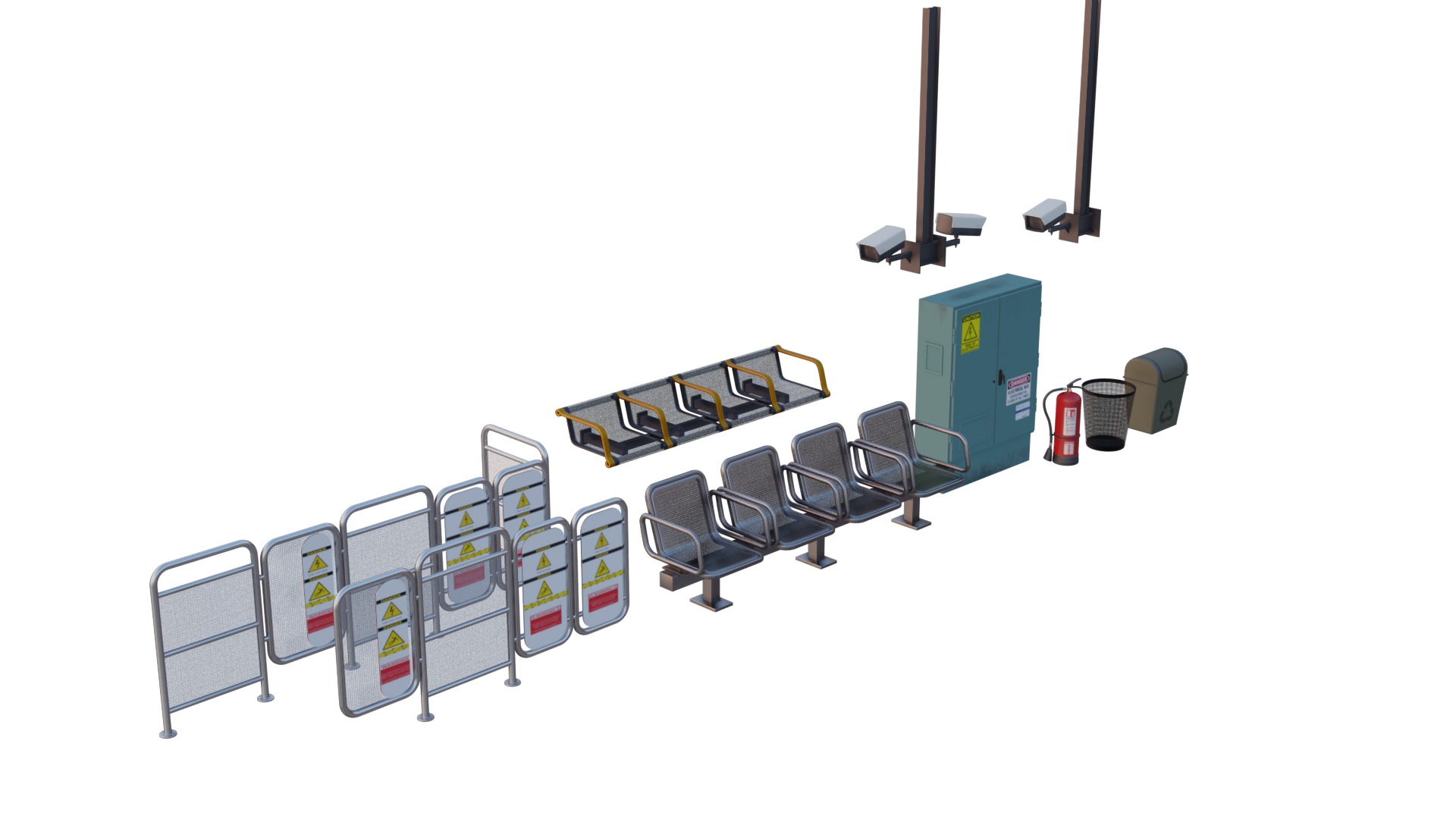 5 underground stations and trian 3D model_10