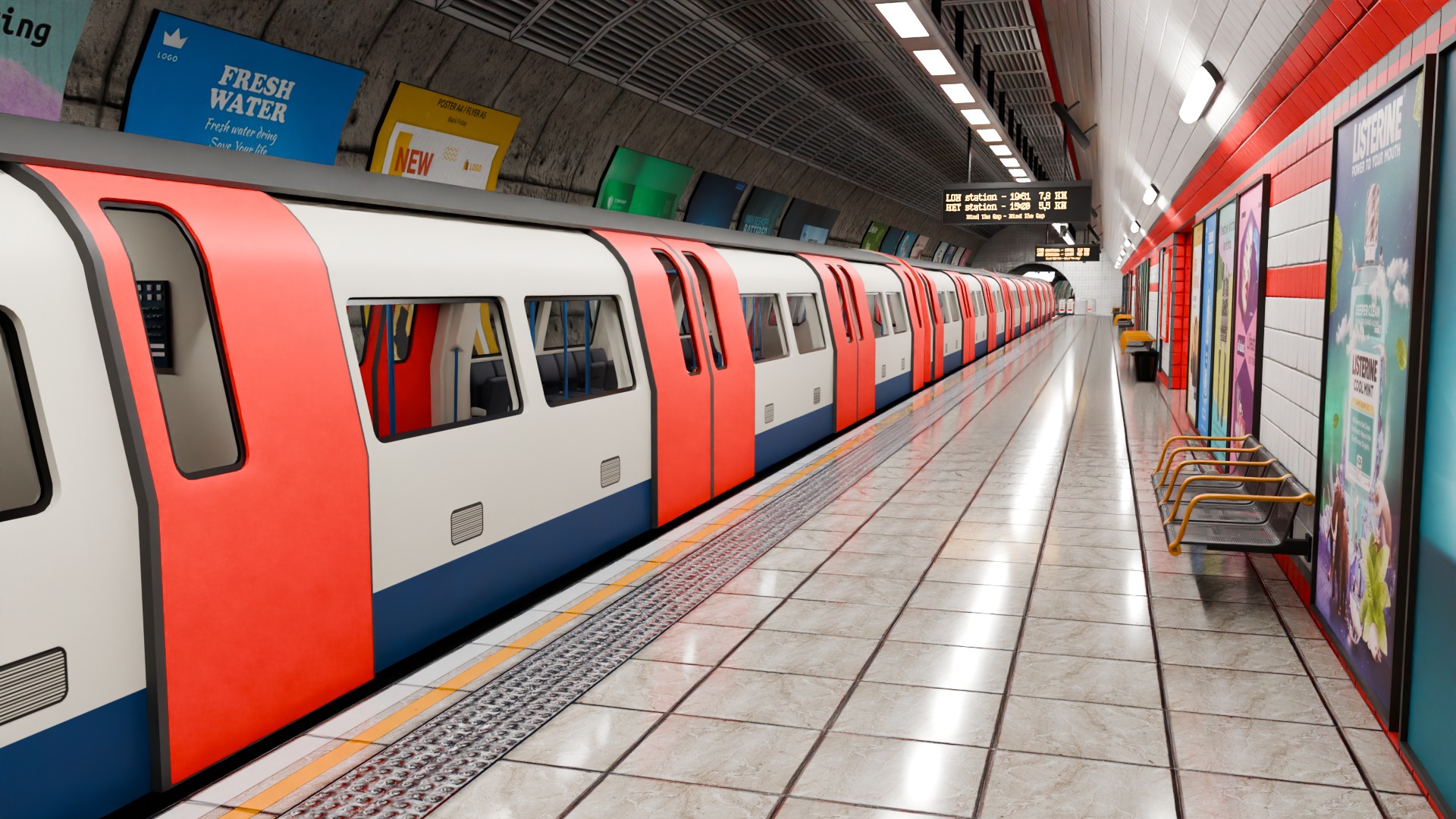 5 underground stations and trian 3D model_5