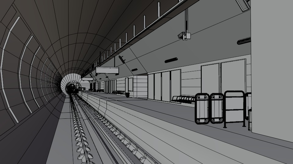 5 underground stations and trian 3D model_50